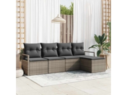 Vidaxl Conjunto De Sofás 5 Unid. Cinzeto Vime Pe