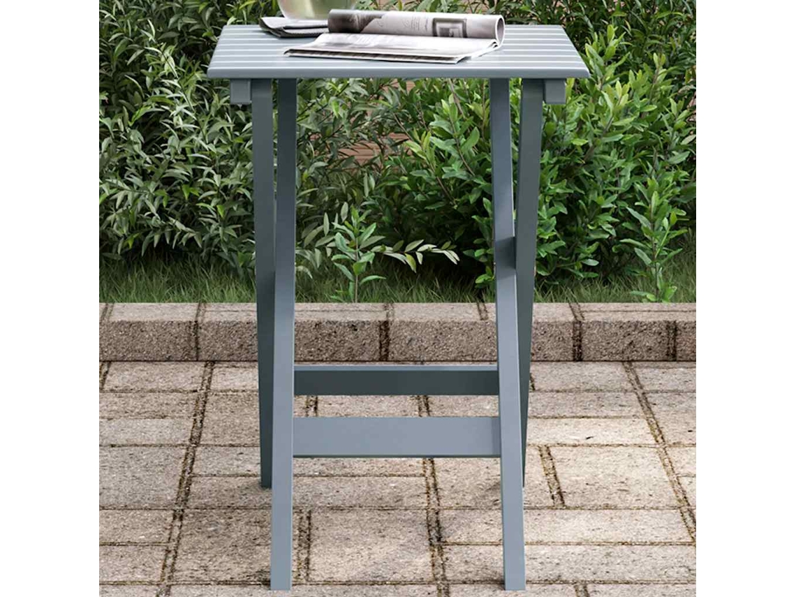 Vidaxl Mesa De Apoio Dobrável Madeira De Álamo Maciça Cinzento