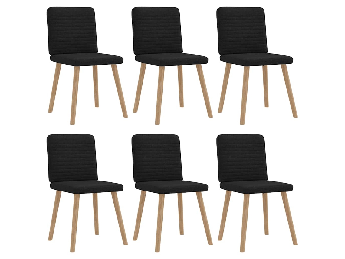 Vidaxl Cadeiras De Jantar 6 Pcs Tecido Preto
