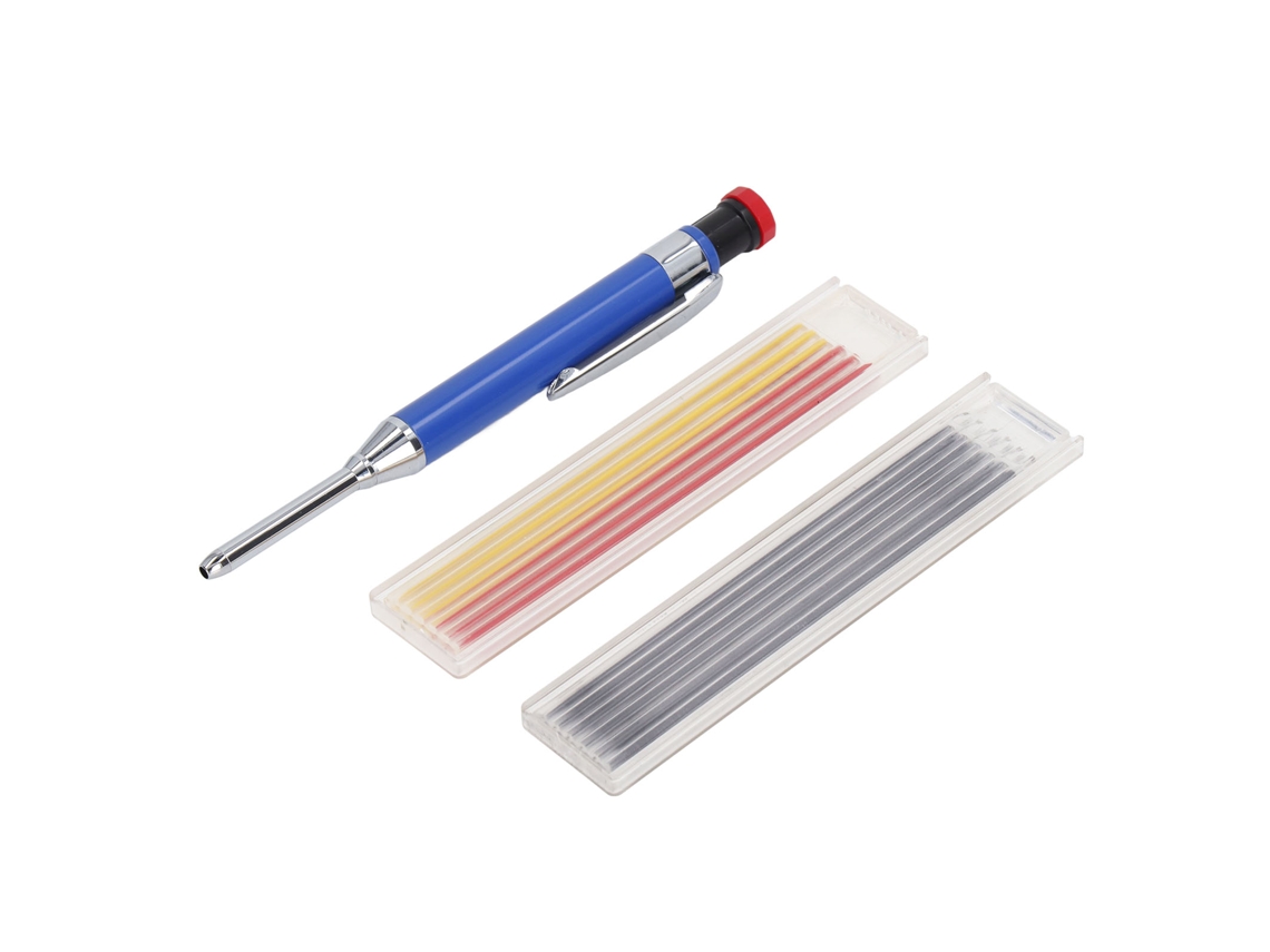 Set De Lápices Mecánicos Para Carpinteiros Com 12 Recargas, Longo Com Ponta Fina, Ferramenta Para Trabalho De Madeira Azul
