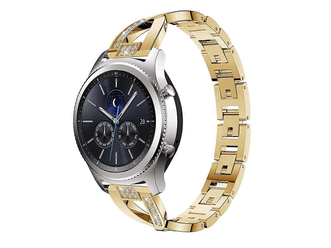 Pulseira Universal De Metal Com Diamante De 22 Mm Para Samsung Gear S3 / Ticwatch Pro / Huawei Gt (preta)
