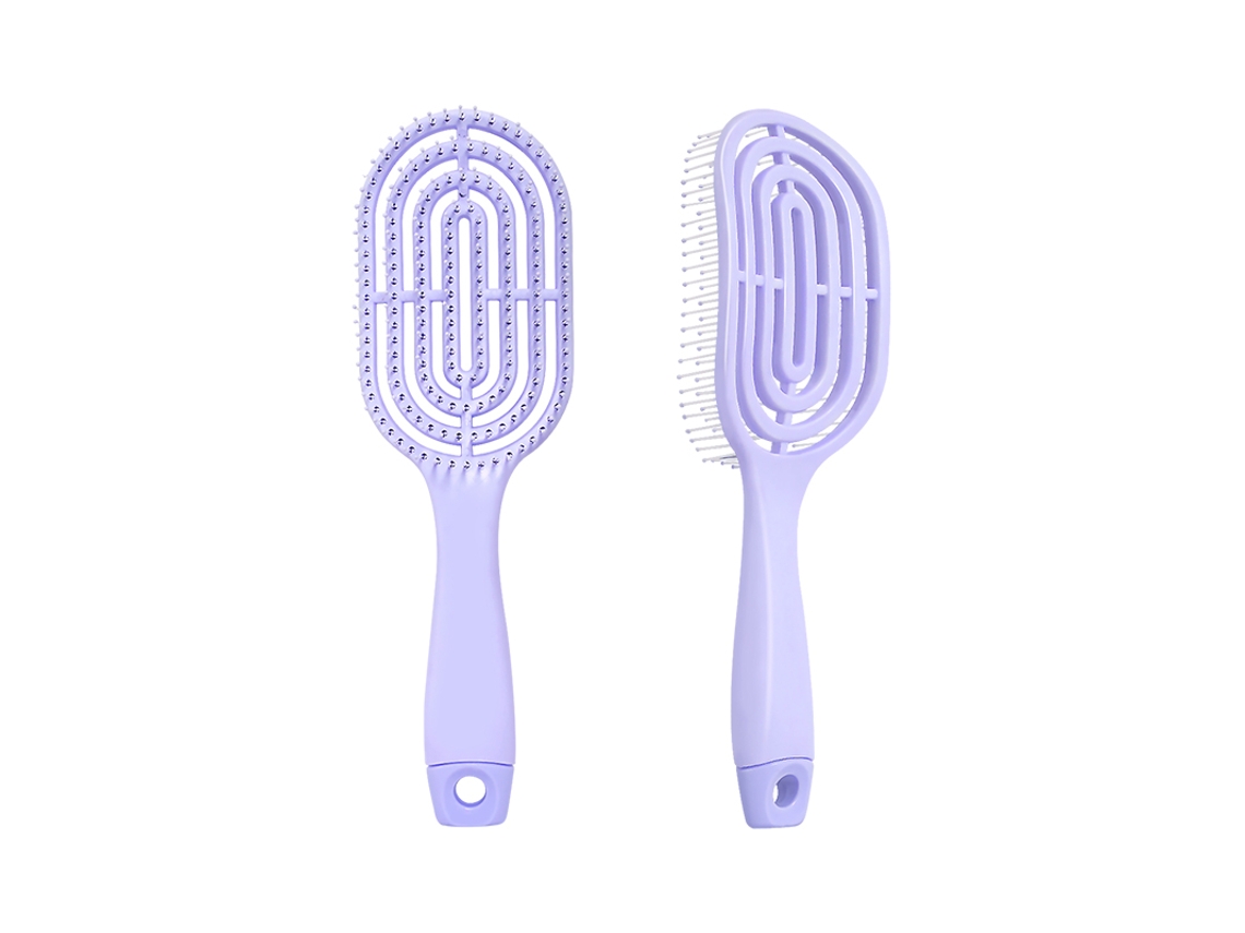 Escova de Cabelo Portátil Oca com Massagem Elástica e Suave, Cor Sólida, Formato Oval. MDUG (roxo)