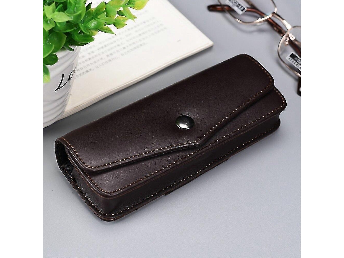 Novo Estojo Exclusivo para Óculos, Portátil, em Couro Bovino, para Uso Masculino, com Cinto, para Guardar Óculos de Leitura AQUAFORGE
