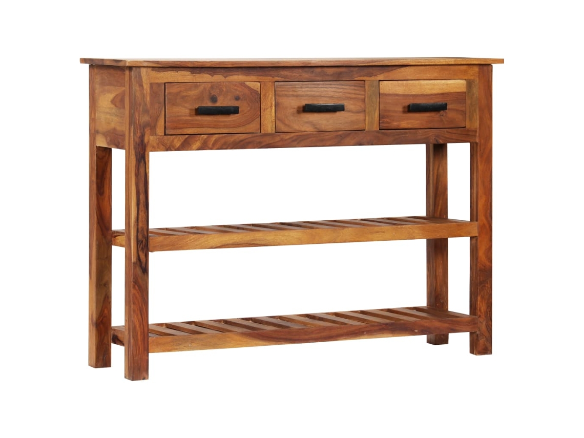 Vidaxl Aparador Com 3 Gavetas 110x30x80 Cm Madeira De Acácia Maciça