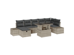Conjunto 8 Conjunto De Sofá De Jardim Vidaxl Bege Vime Pe (55 X 55 X 37 Cm)