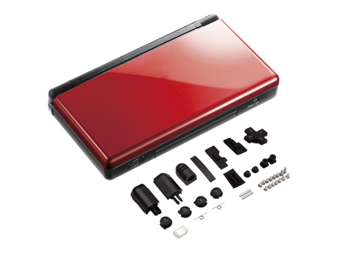 Carcasa Completa Para Nintendo Ds Lite, Nds Lite, Botones Cristal, Rojo Negro