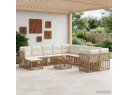 Vidaxl Conjunto De Sofás Para Exterior 12 Pcs Natural E Branco Creme