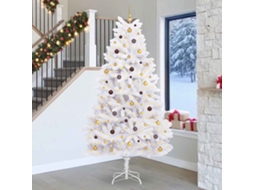 Vidaxl Árvore De Natal Artificial 270 Cm Pvc E Aço Branco