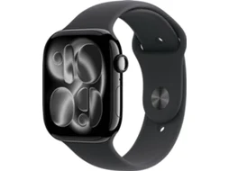 APPLE Watch Series 11 GPS 46 mm Preto Brilhante Alumínio com Bracelete Desportiva Preta (Tamanho M/L)