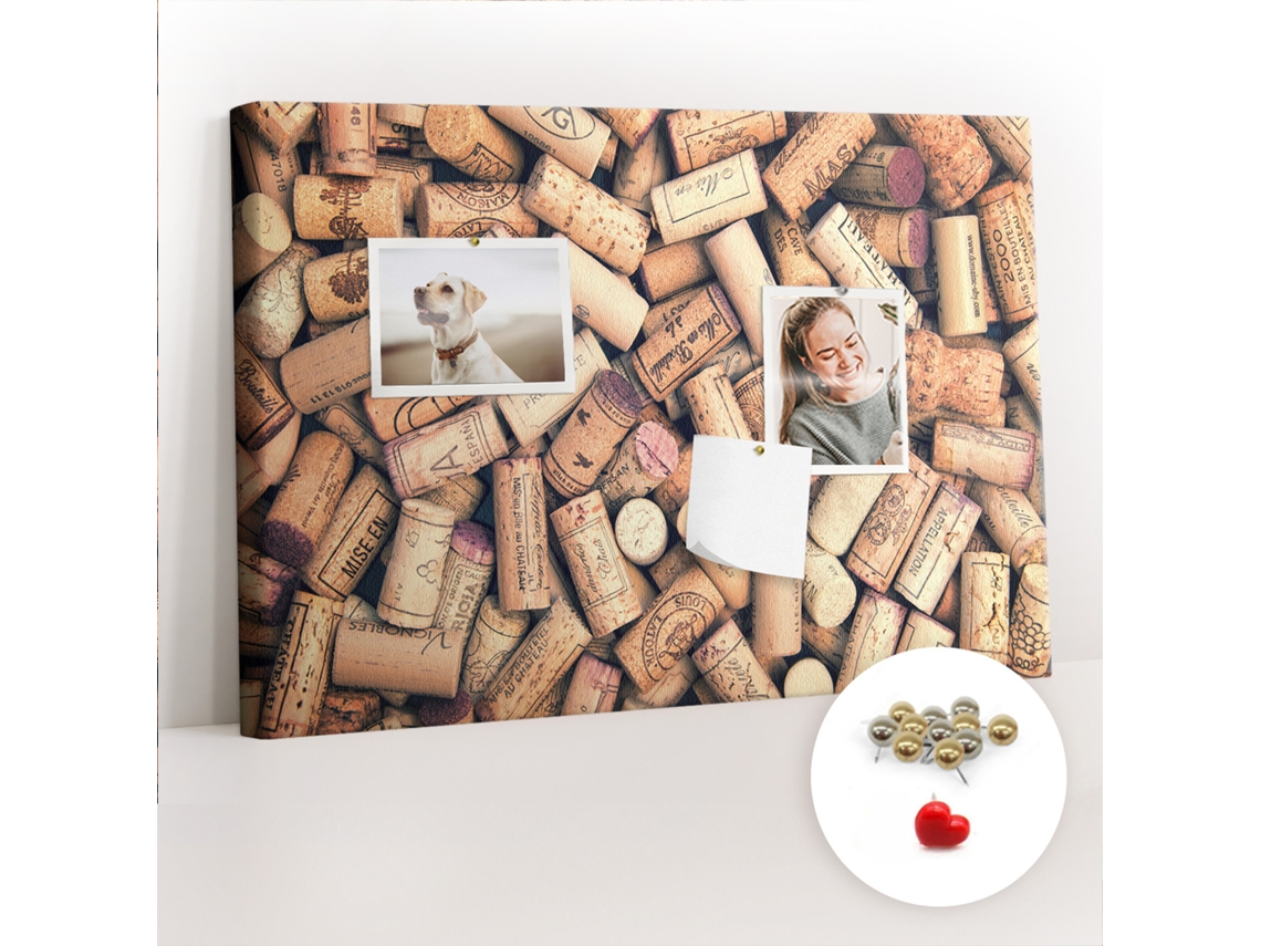 Quadro De Cortiça Com Impressão Rolhas De Vinho Para O Corredor Espelharte (60x40 Cm)