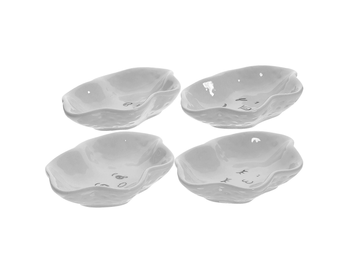 Conjunto 12 Pratos Molhe Porcelana Branca Formato Nuvem Para Mergulhar