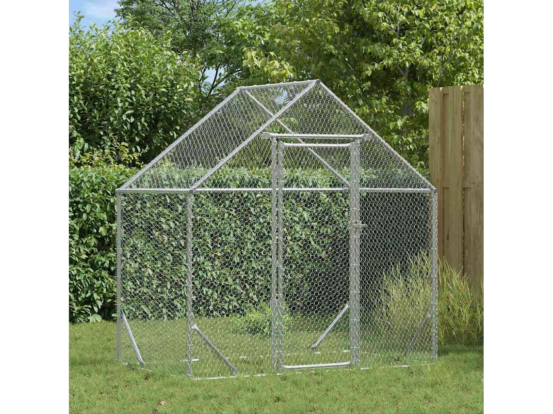 Vidaxl Gaiola Para Galinhas Prateado 170 X 100 X 177 Cm