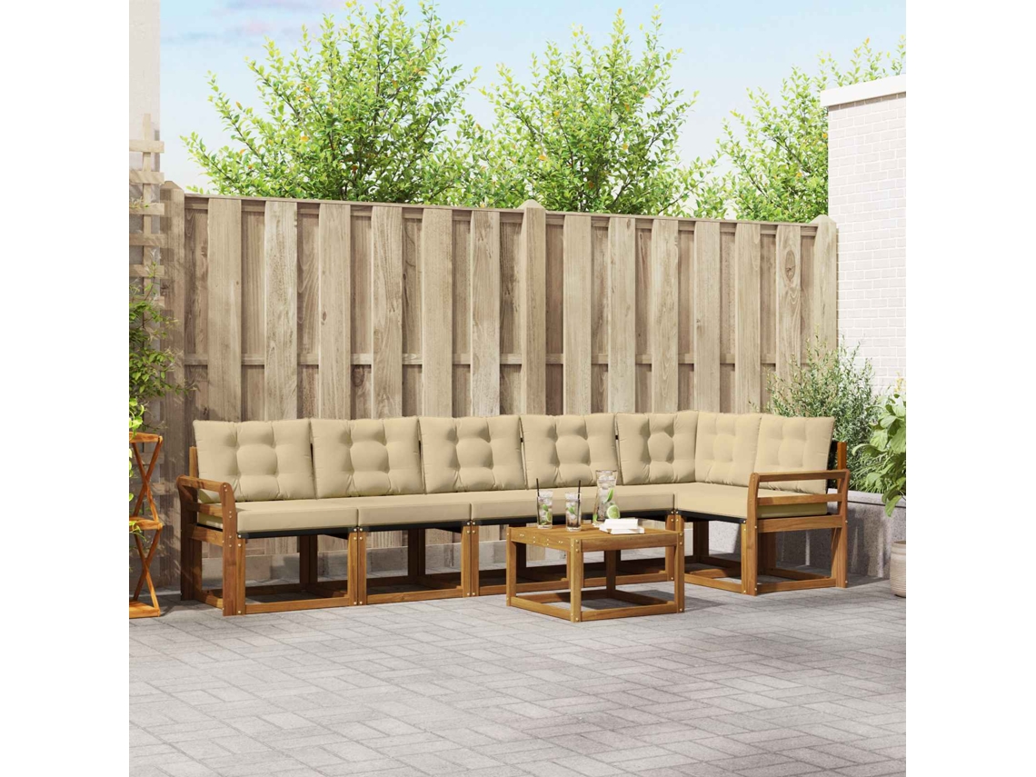 Vidaxl Conjunto De Sofás Para Exterior 7 Unid. Natural E Bege