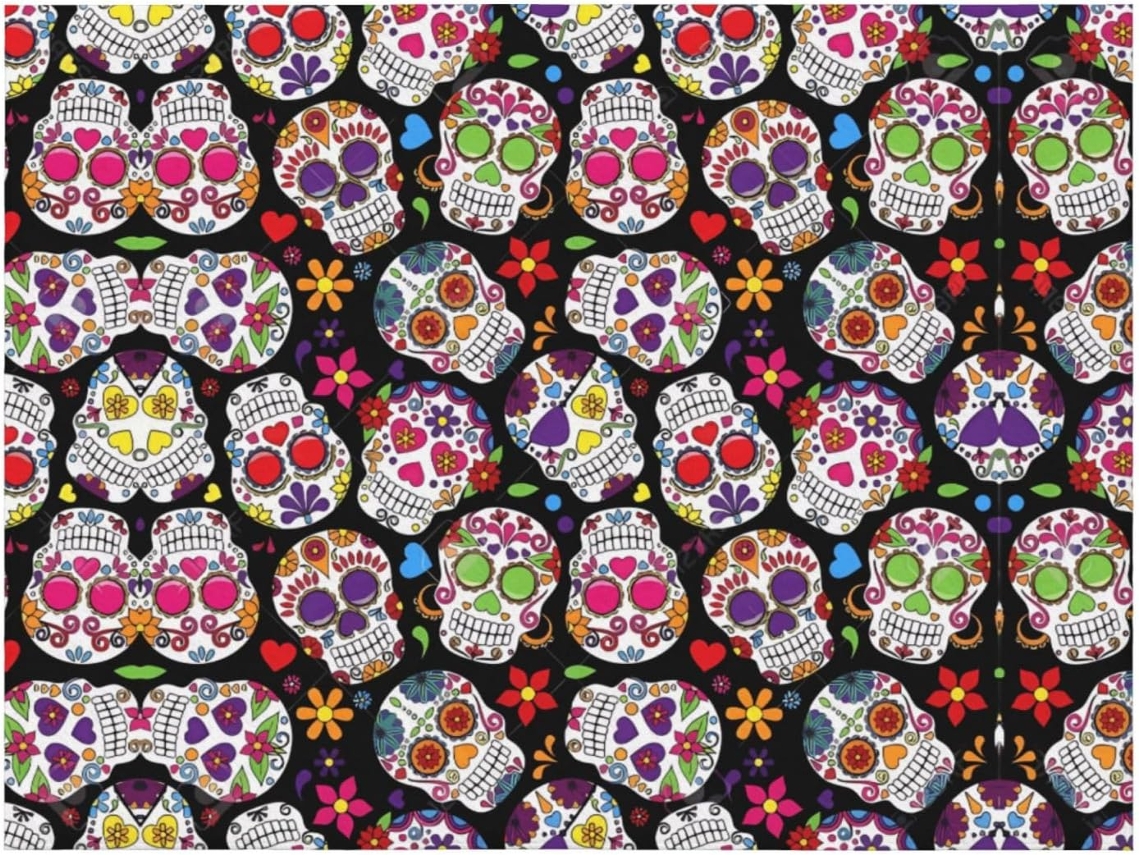 Colcha de Flanela com Estampa Caveira Cobertor Macio Quente e Confortável para Sofá Quarto 101 6 X 76 2 Cm,