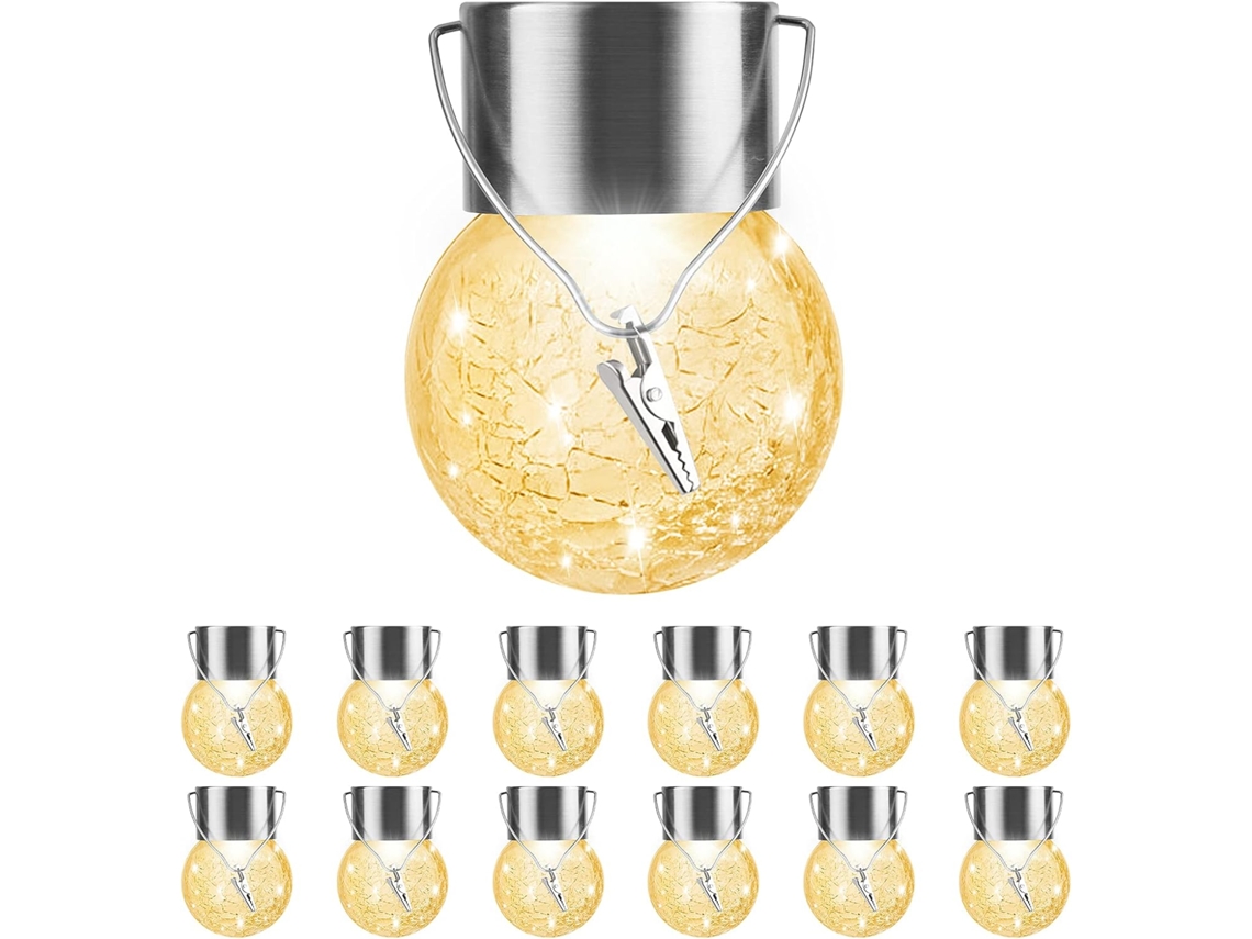 Conjunto de 2 lanternas solares, luzes de metal, luz branca quente AQUAFORGE