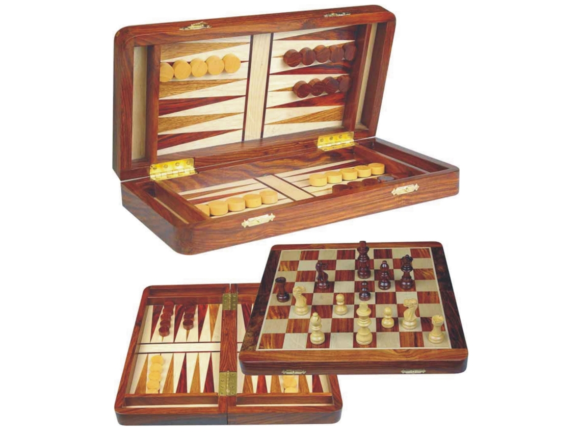 Xadrez/gamão.magn.ingel.acácia 30cm Hot Games