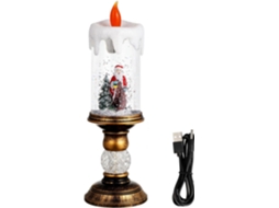 Luminária de Natal Led com Globo de Neve Musical, Luz Noturna de Mesa Sem Chama Que Imita uma Vela SFUSHOS