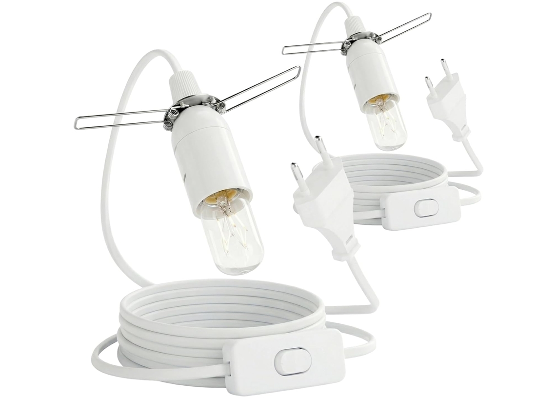 2pcs Douille E14 Avec Câble Et Interrupteur Blanc 1.8 M Nterrupteur Et Prise Câble D'alimentation De Et Prise Européenne Adaptateu