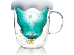 Caneca de café de Natal em vidro com mão dupla isolada 300ml | S/MARCA