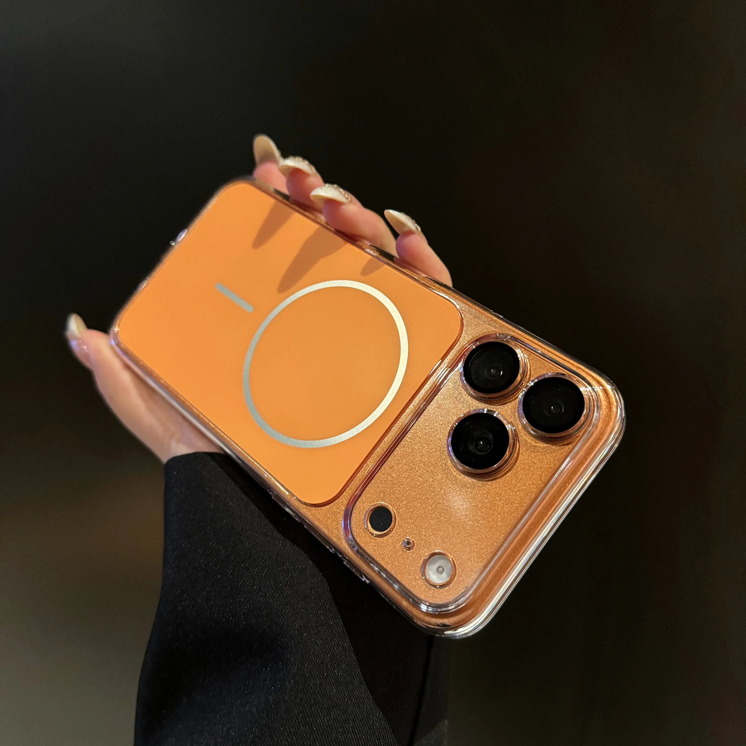 Capa Protetora Magnética Rígida Ultrafina E Transparente Para Câmera (iphone 17 Laranja).