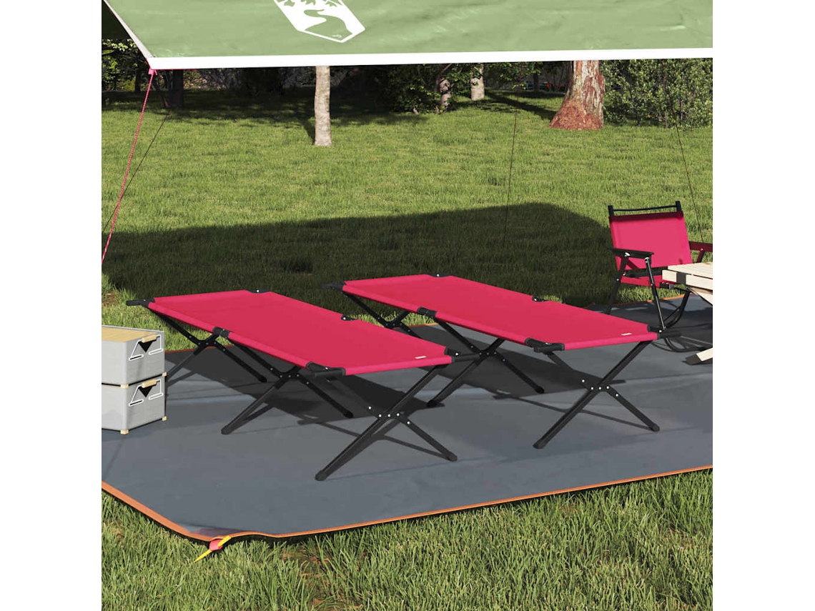 Vidaxl Cama De Camping Dobrável 2 Unid. Vermelho 210 X 80 X 46 Cm