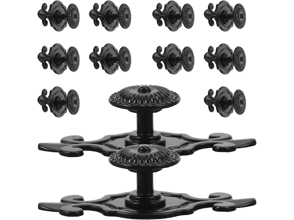 Conjunto De 12 Puxadores Redondos Liga Zinco Para Armários, Com Placa De Fixação, Furo Único De 24x20mm, Acabamento