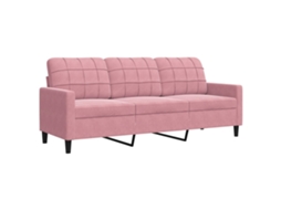 Sofá De 3 Lugares Vidaxl Cor-de-rosa Veludo (197 X 77 X 80 Cm)