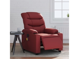 Vidaxl Poltrona Massagens Reclin. Elétrica Couro Artif. Vermelho-tinto