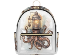 Mochila Vintage de Couro com Estampa de Polvo para Meninas Estampas Pe Impermeável