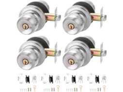 Maçanetas De Porta Patikil Com Chave, 60mm 2, 4 Polegadas, Pacote Com 4 Unidades, Redondas, Em Aço Inoxidável, Para