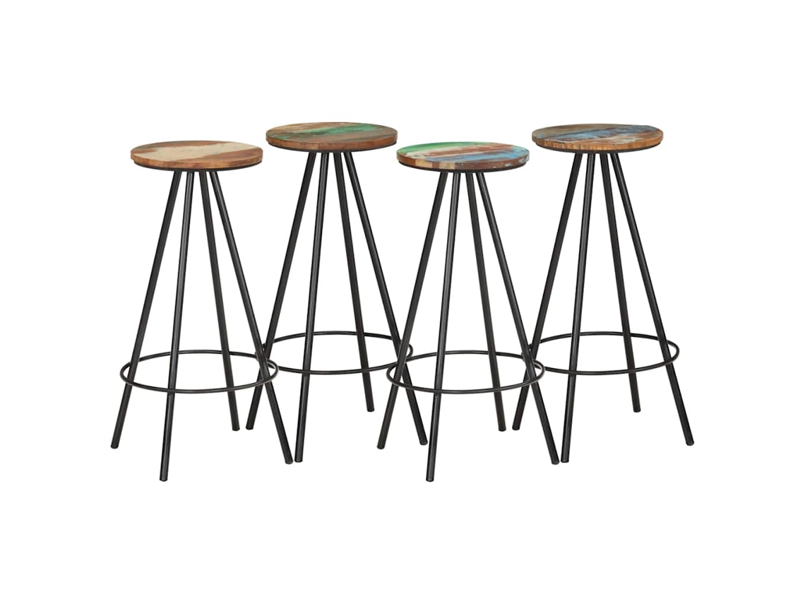 Vidaxl Bancos De Bar 4 Pcs Madeira Recuperada Maciça