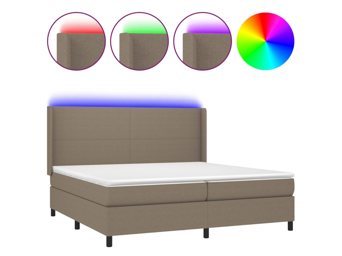 Box Spring Bed, Box Spring Beds Vidaxl Cinzento-acastanhado Tecido (200 X 200 Cm)