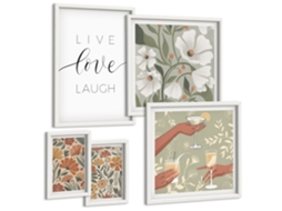 Conjunto De Pinturas Gráficos Florais Estilosos Frases Espelharte (5 Peças)