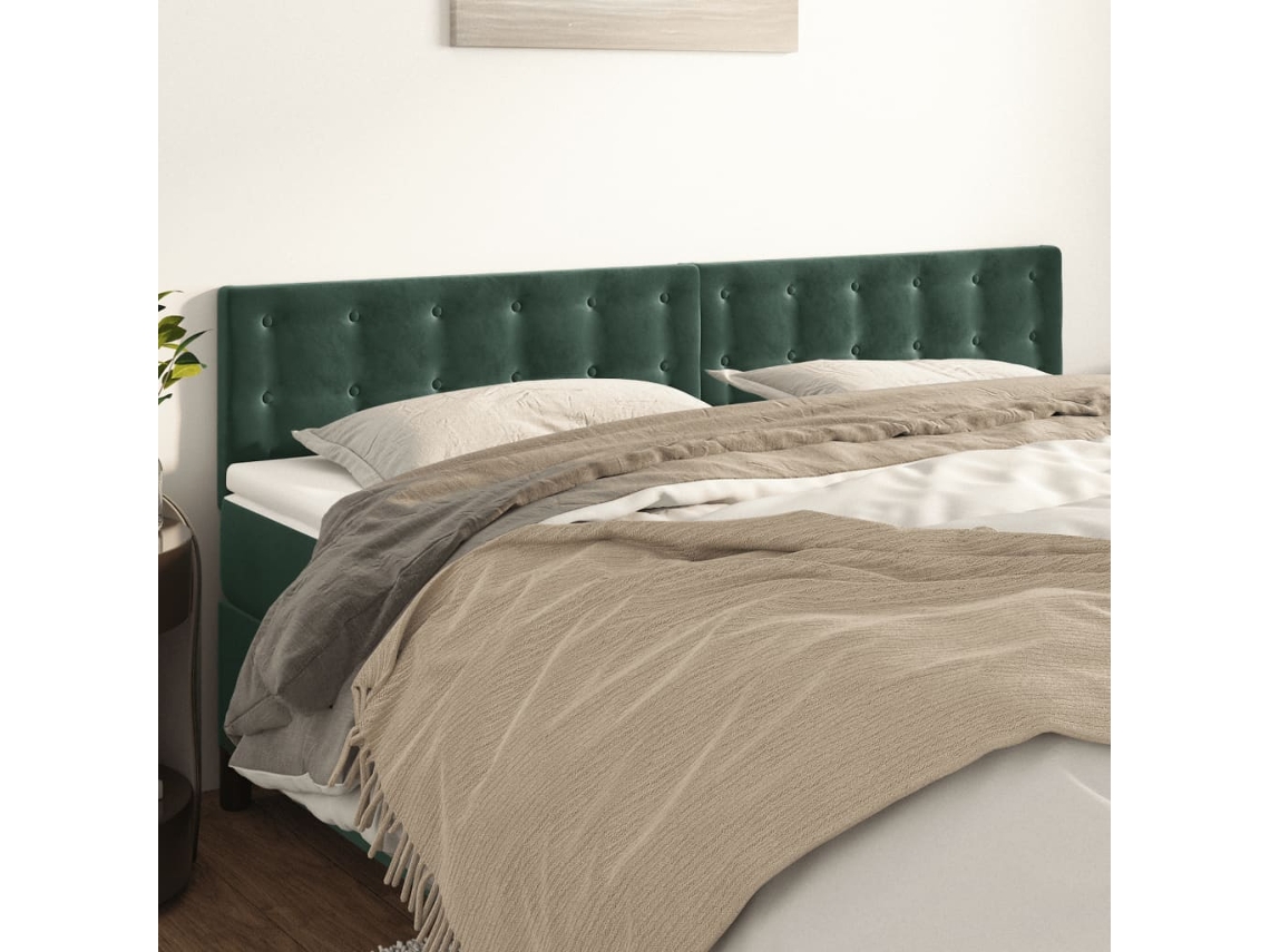 Cabecero de terciopelo de 2 piezas 80x5x78/88 cm verde oscuro