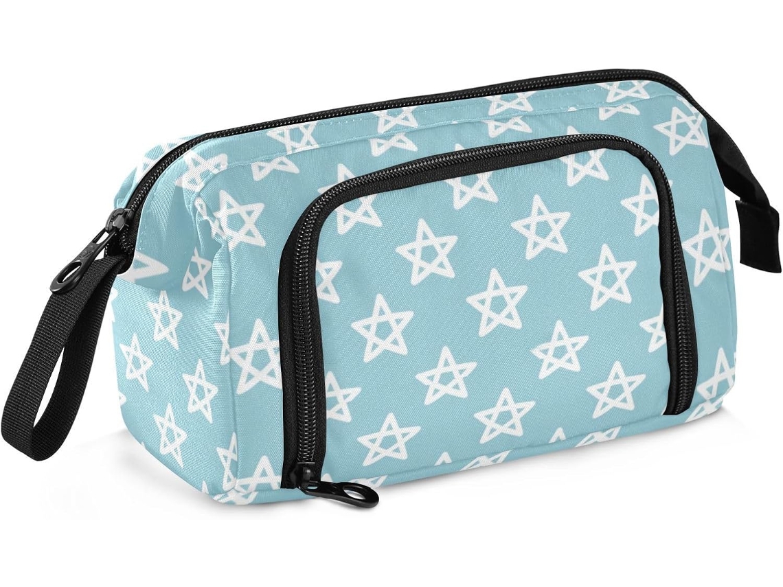 Estojo Simples com Zíper para Lápis, Ideal Adultos Estampa de Estrelas Azuis 24 X 9,5 15 Cm
