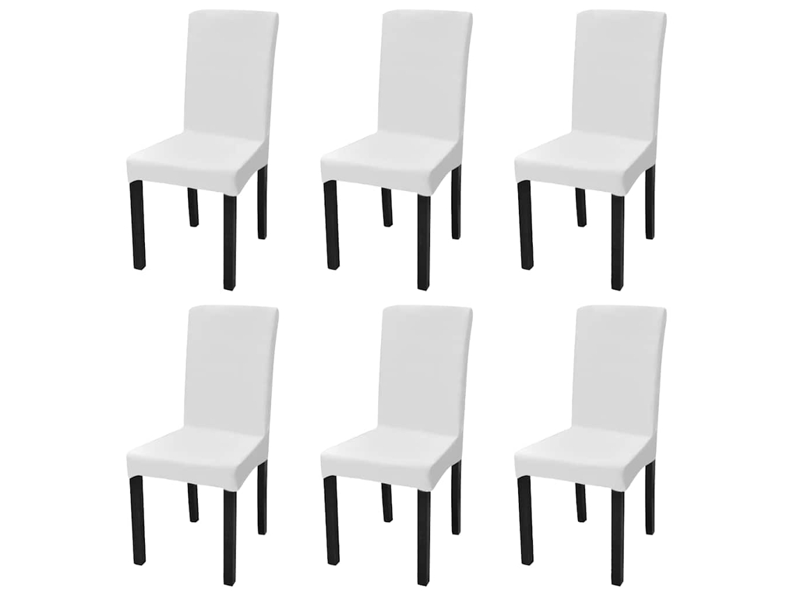 Vidaxl 6 Pcs Capas Extensíveis Para Cadeiras Branco