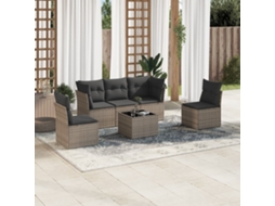 Vidaxl 6 Pcs Conjunto Sofás De Jardim Com Almofadões Vime Cinzento