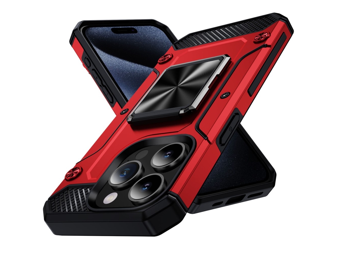 Suporte Casa Para Iphone 14 Pro Max Pele Sintética Vermelho