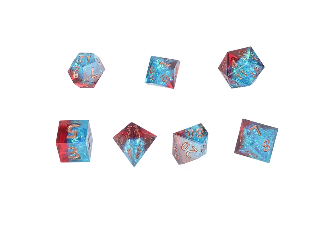 Primerox set de 7 Dados Poliédricos de Resina com Dígitos Claro para Jogos de Tabuleiro Rpg e Festas