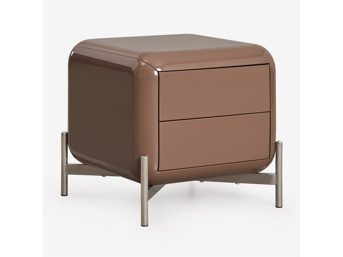Sklum Pack De 2 Mesas De Cabeceira 45x45 Cm Em Mdf Alazne Mdf Camelo Castanho