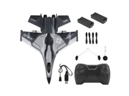 Avião Business de Controle Remoto Leve, Flexível, com Luz Led para Crianças, Camuflagem Cinza, 2 Baterias