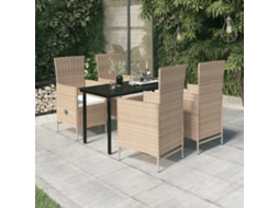 Vidaxl 5 Pcs Conjunto De Jantar Para Jardim Com Almofadões Bege
