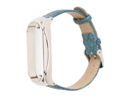 Pulseira de Relógio Inteligente Tecido Transpirable para Mi Band 7 Azul com Caixa Prata