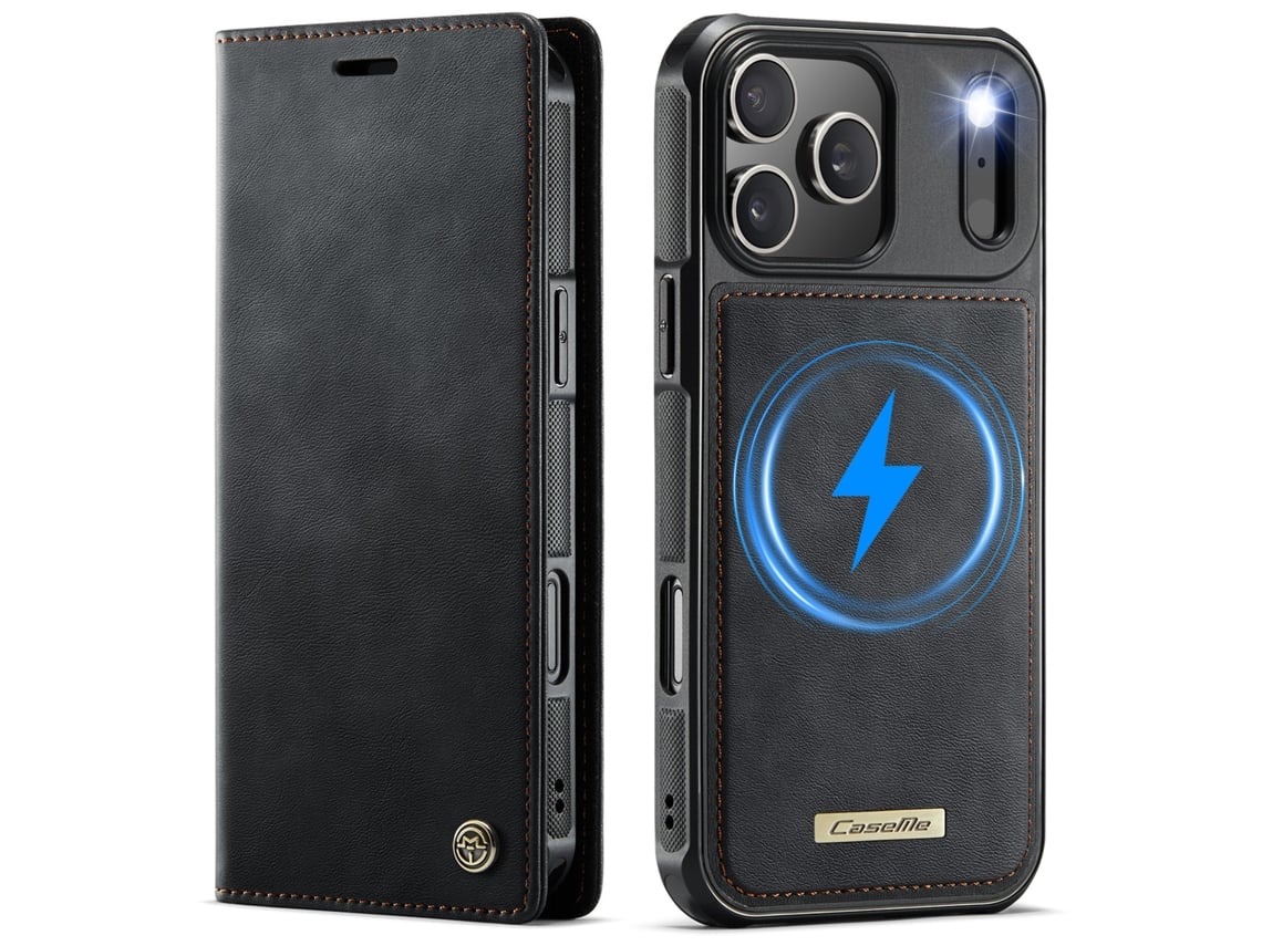Capa Antirroubo Para Celular Flip, Estilo Retrô, Em Couro.preto - Iphone 16 E