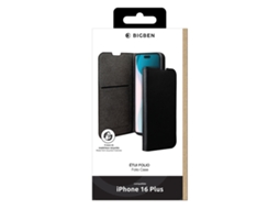 Capa Para Iphone 16 Plus Folio Wallet Com Função De Suporte Preto