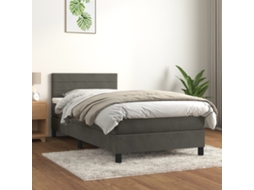 Vidaxl Cama Com Molas/colchão 100x200 Cm Veludo Cinza-escuro