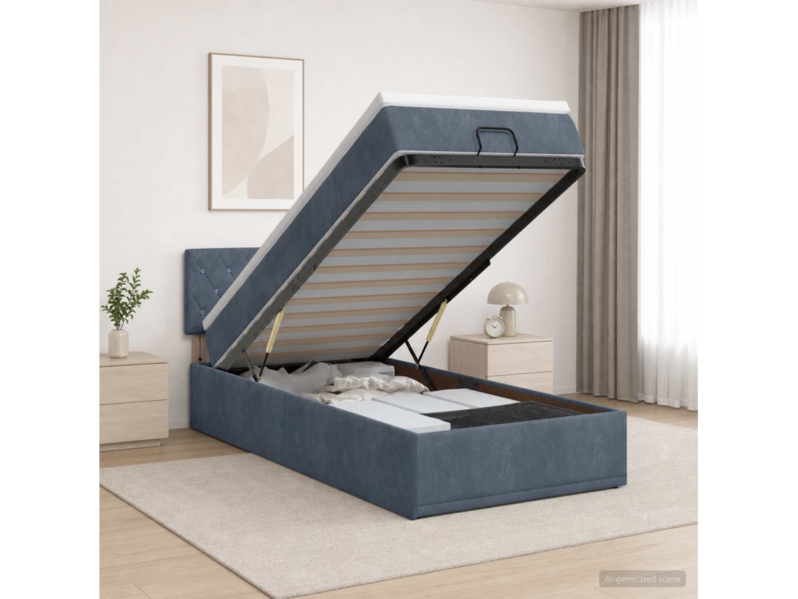 Vidaxl Cama Ottoman Com Colchão Cinzento-escuro 80 X 200 Cm Veludo