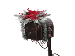 Laxiscreed Presépio De Natal Com Flores Vermelhas, Guirlanda E Luz Para Caixas De Correio