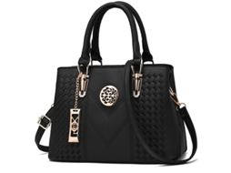 Mala De Ombro De Mulher Elegante Bolsa De Mão Em Pu Com Pingente (preta) Cuich