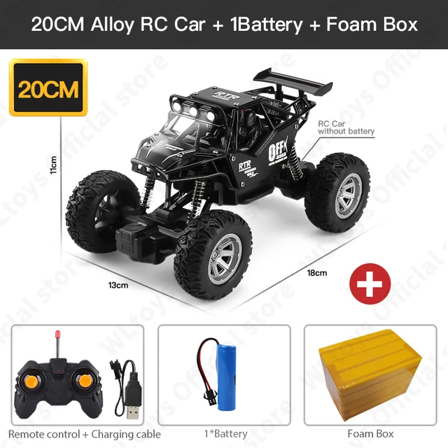 (20 Cm, Preto) Veículo Off-road Com Controle Remoto Sem Fio 2.4g E Luz Led, Brinquedo Para Meninos